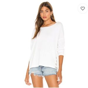 Chaser Snap Side Long Sleeve Pullover in White